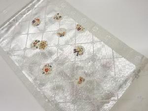 丸に蝶・鳥・花模様織出し名古屋帯